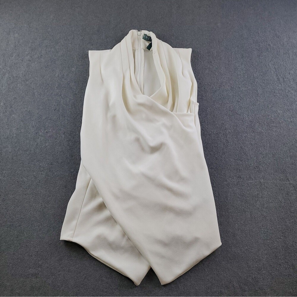 Lauren Ralph Lauren Sleeveless Top Back Zip Wrap around Womens Size Pxs Ivory